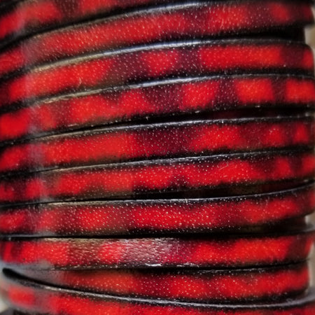 5 mm Flat Water Colors Red and Black Leather