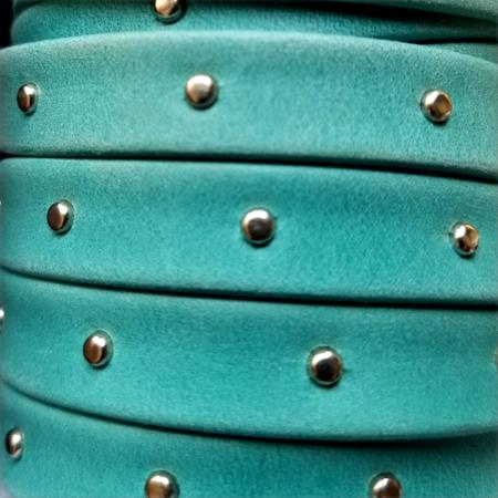 turquoise 10 mm flat leather with round studs