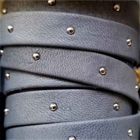 gray 10 mm flat leather with round studs