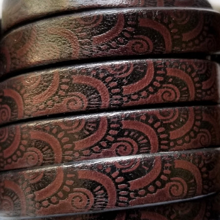 10 mm flat embossed brown leather