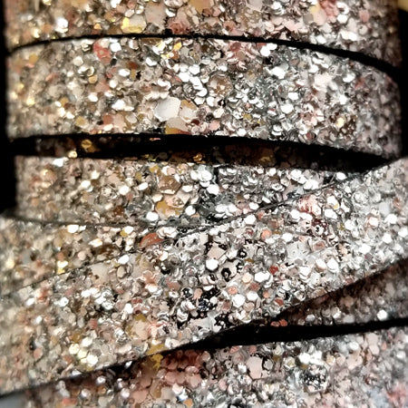 10 mm leather with pink grey glitter