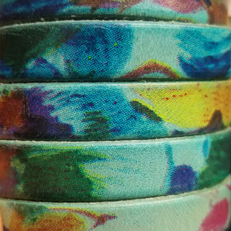 10 mm floral turquoise water color leather