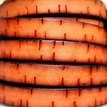 10 mm flat burnt orange bark leather