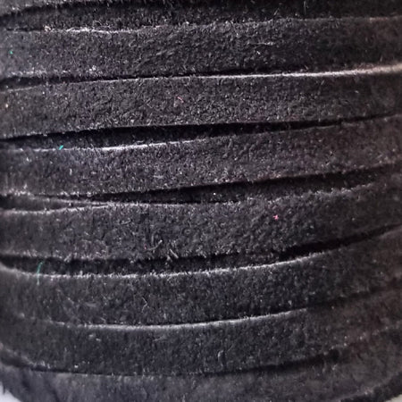5 mm black flat suede leather