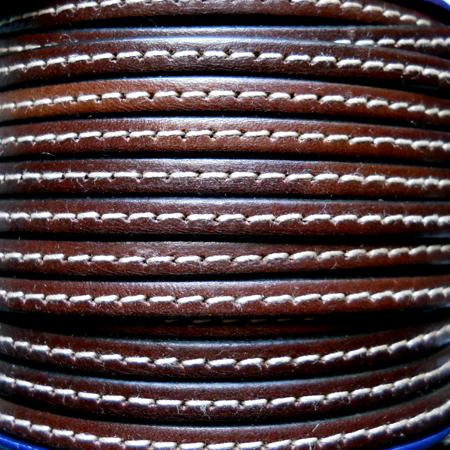 5 mm brown flat stitched leather